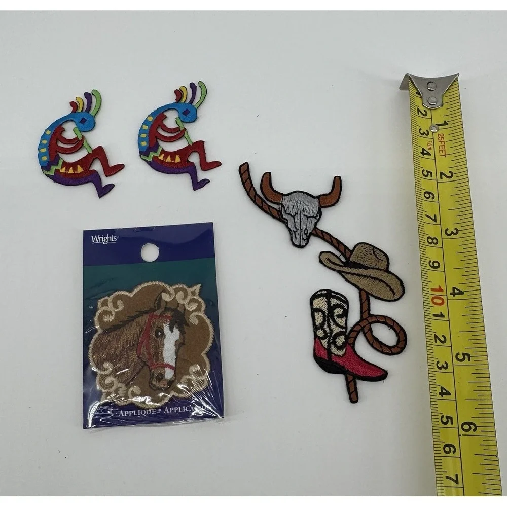 Western Cowboy Patch Lot Kokopelli Horse Bull Skull Boot Hat Iron On Applique